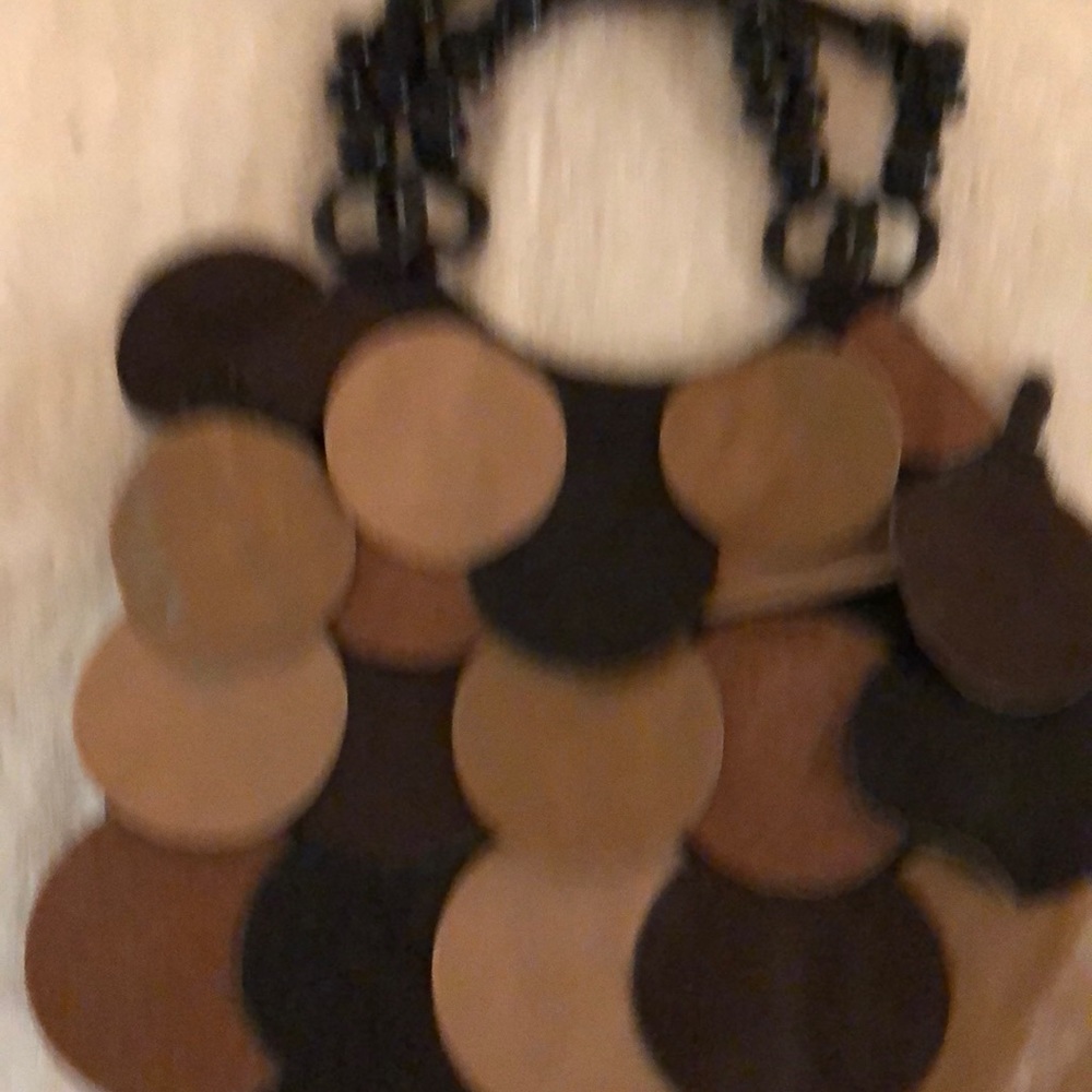 Beige and brown leather handbag